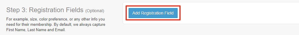 Select Add Registration Field