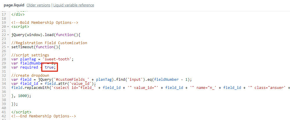 change the required variable