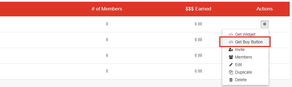 Within the Settings dropdown menu, select Get Buy Button (second one from the top)