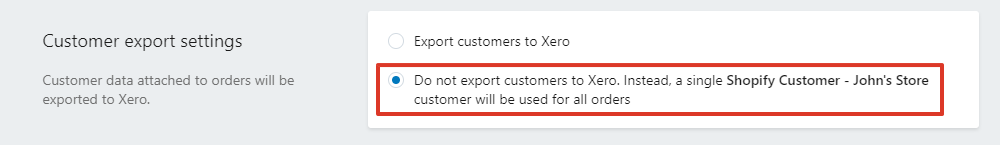 Do not export customers to Xero