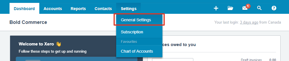 Select general settings