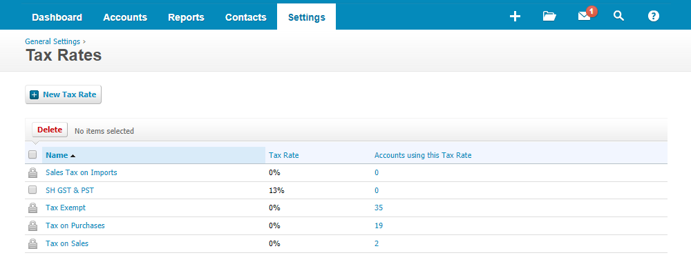 Select the tax rate bar