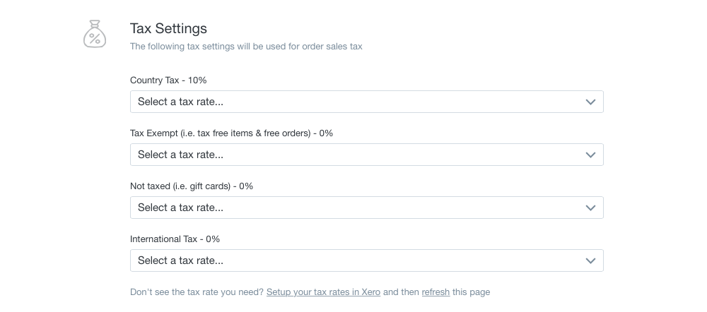 Select tax rates