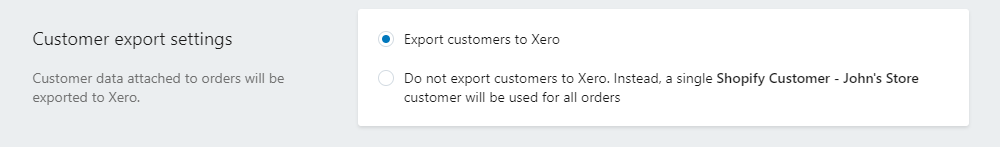 select your customer export settings