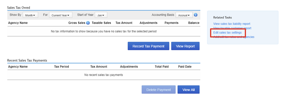 edit sales tax settings