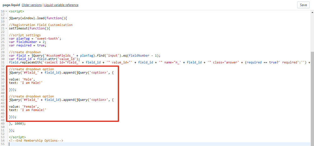 Repeat steps 17 - 19 for each drop-down box value