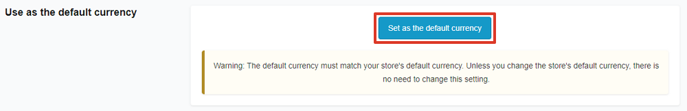 select set as the default currency