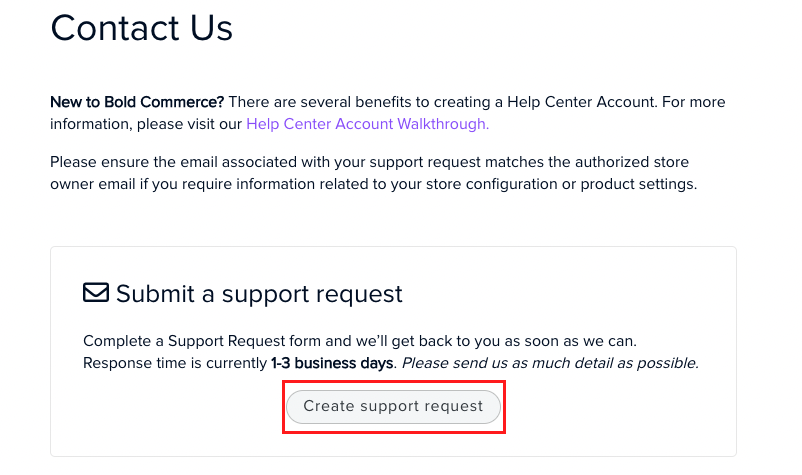 Create a support request