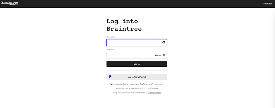 Login page