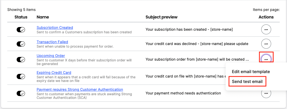Send test email