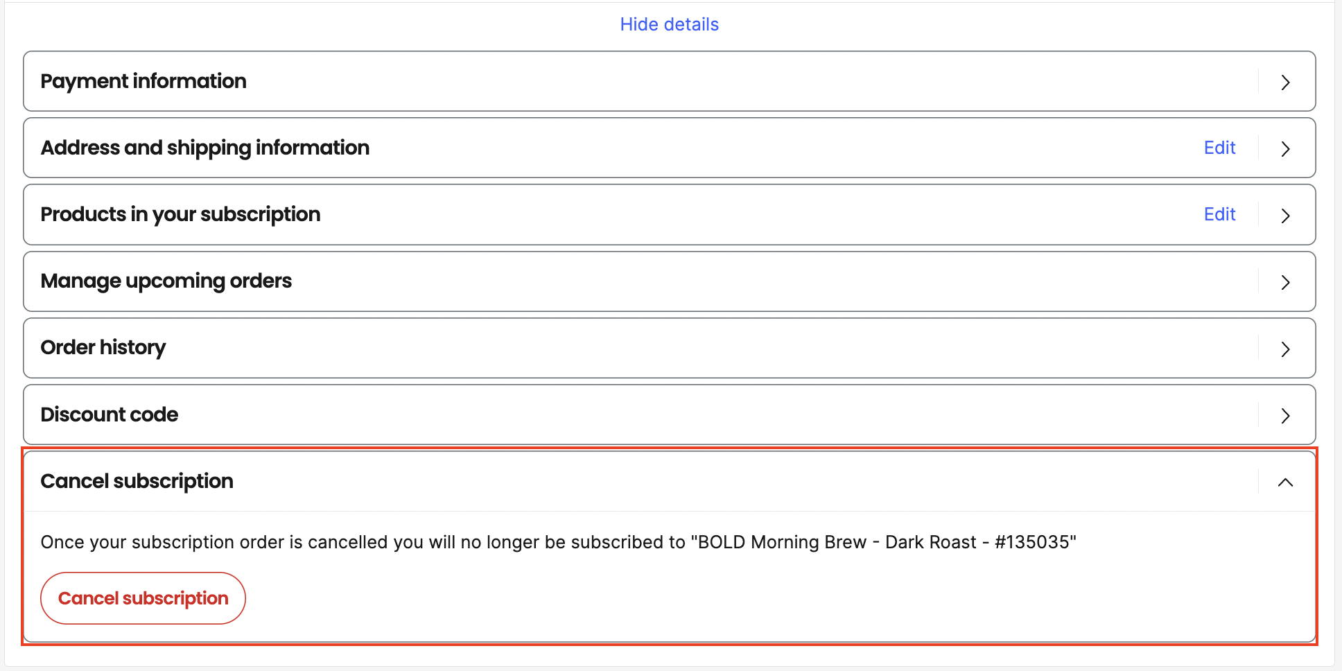 Cancel subscription