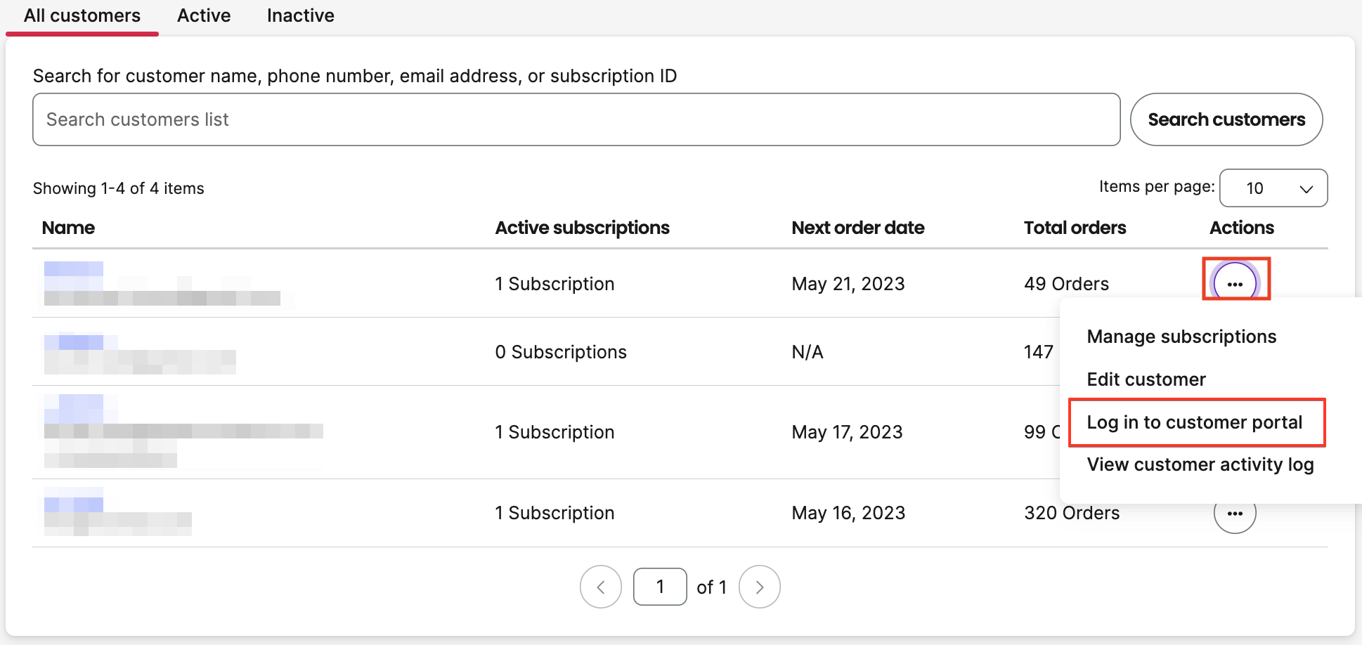 Log into the customer portal