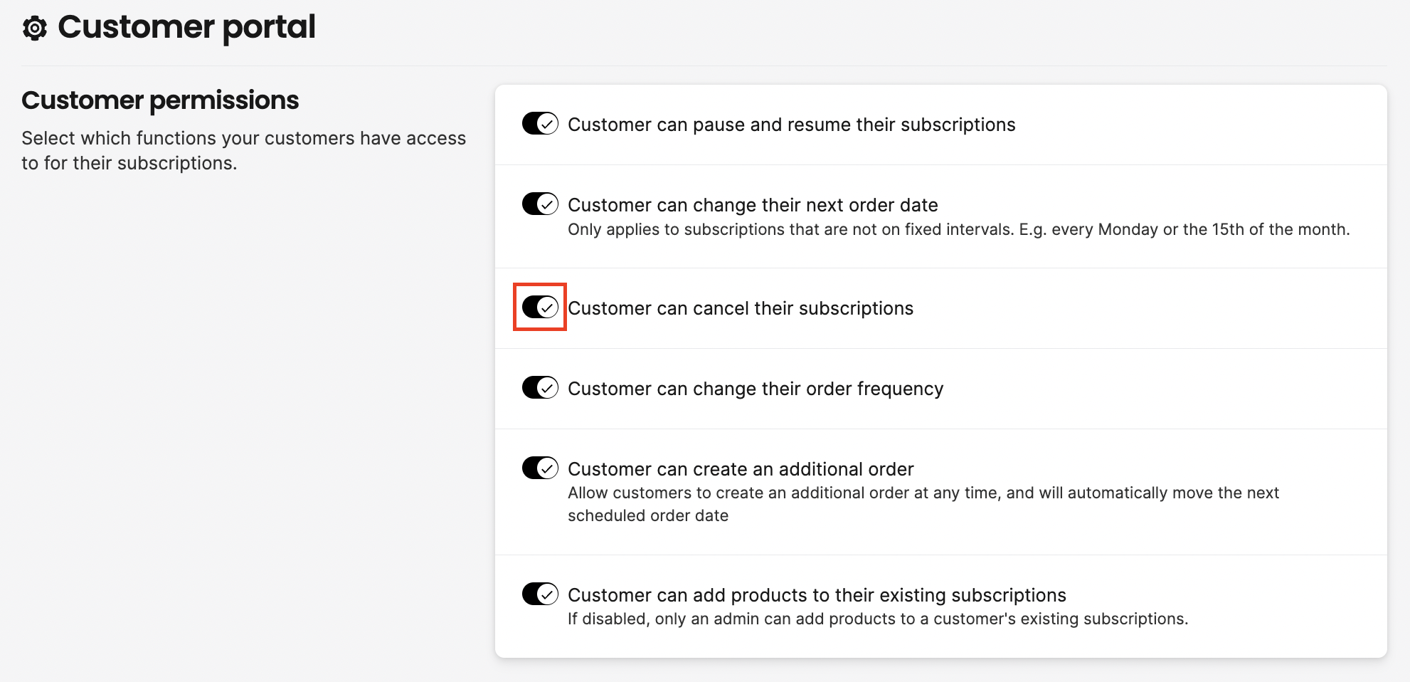 Customer can cancel their subscriptions