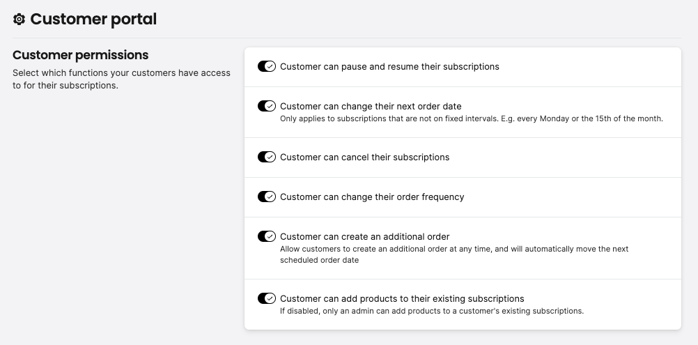 Customer Portal settings
