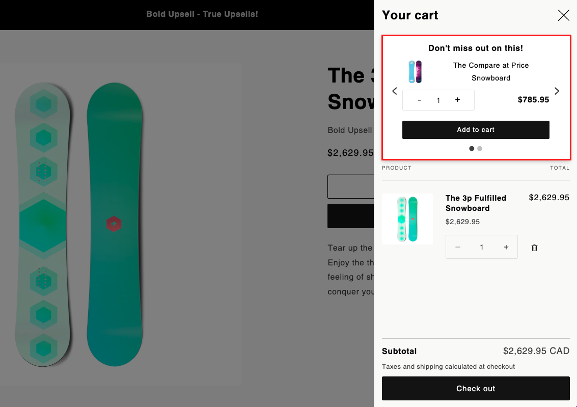 Upsell Before Cart Items