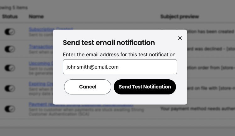 Send Test Notification