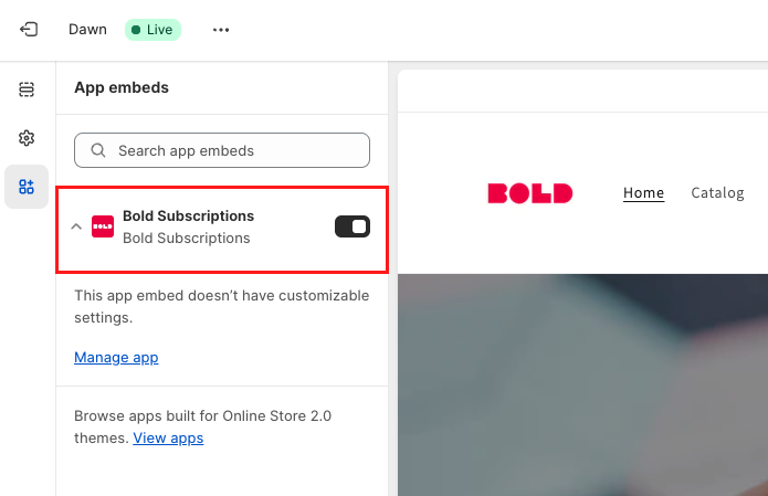 Bold Subscriptions app embed