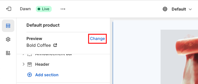 Change Default product