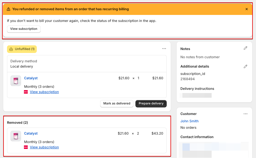 Shopify order