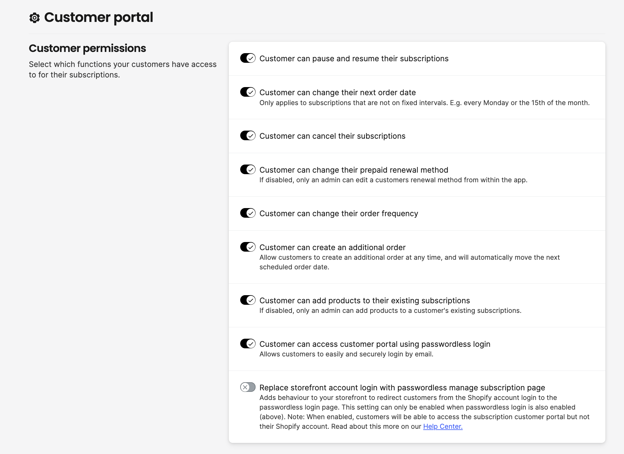 Customer permissions