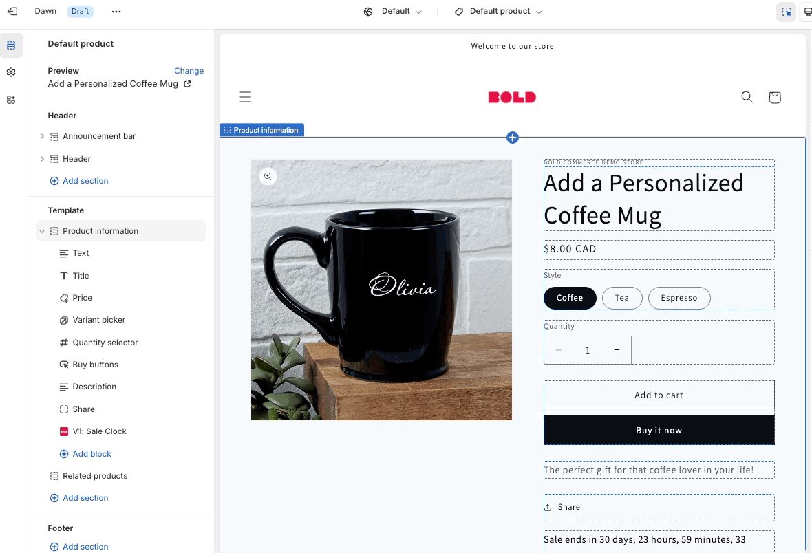 Change sales clock position