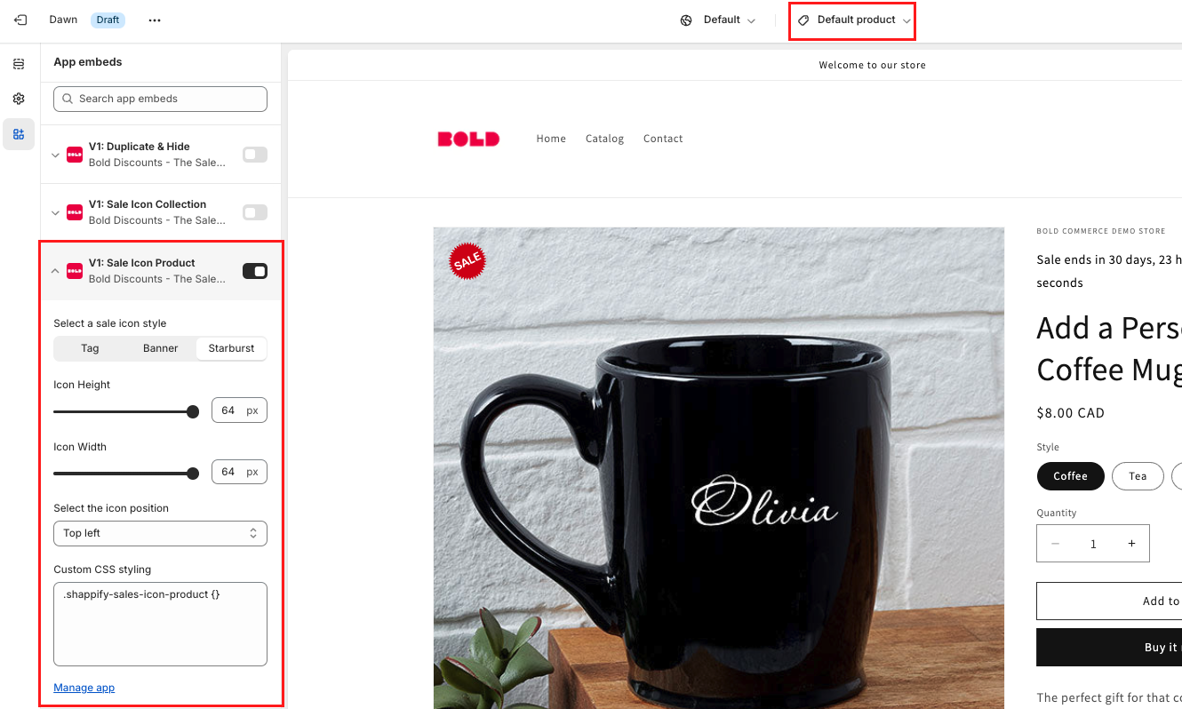 Product page sales icon