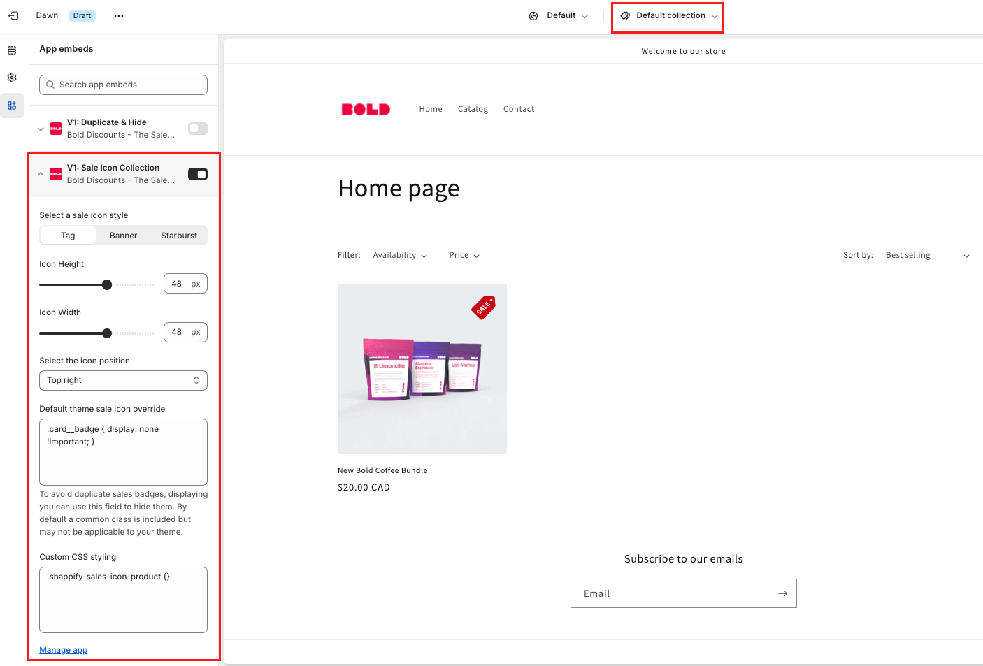 Collection page sales icon