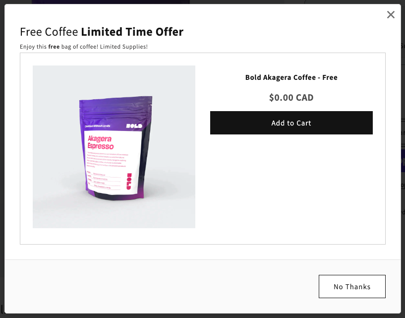 Offer with bold text example