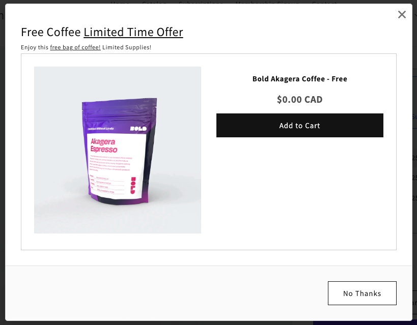 Offer with underlined text example