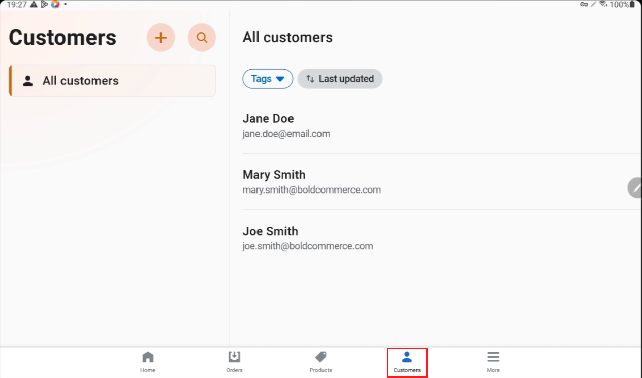 Customers page