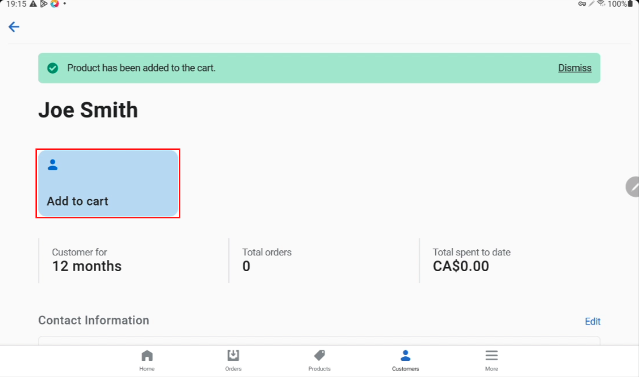 Add customer to cart