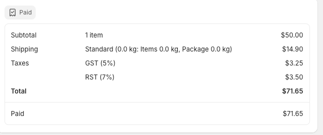 Order with Tax Example