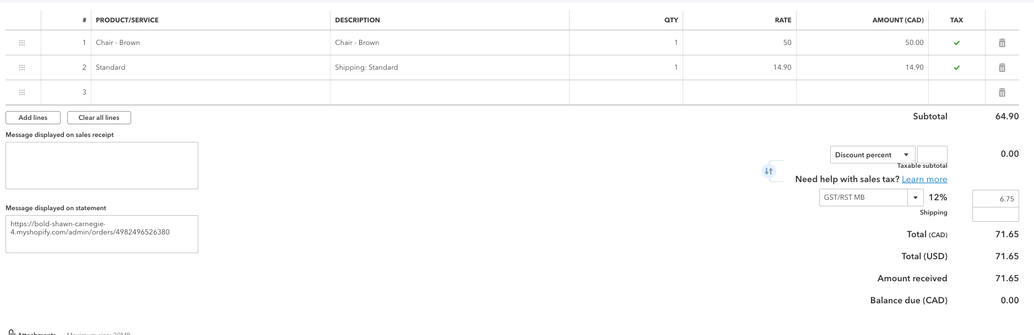 Sales Receipt in QuickBooks Online
