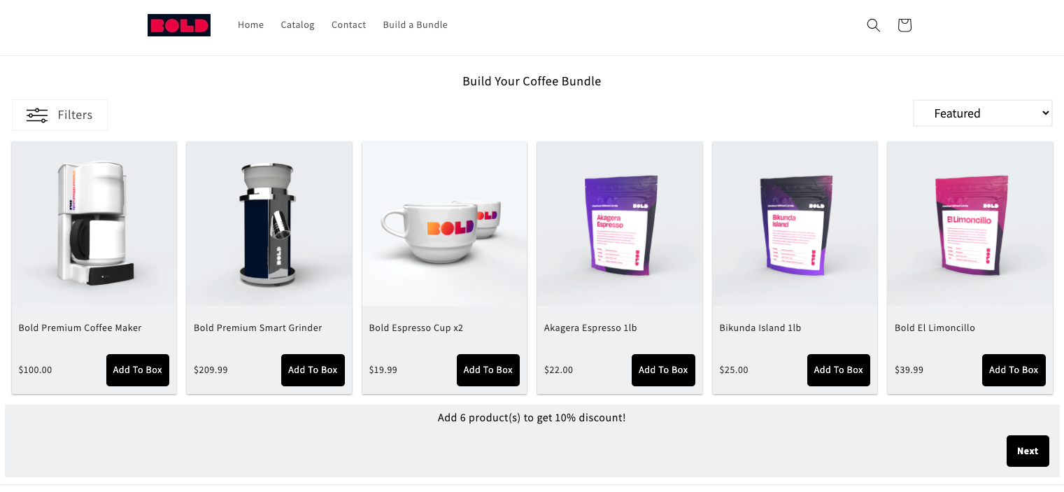 Bundle Selection Page
