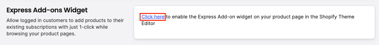 Express Add-ons Widget section