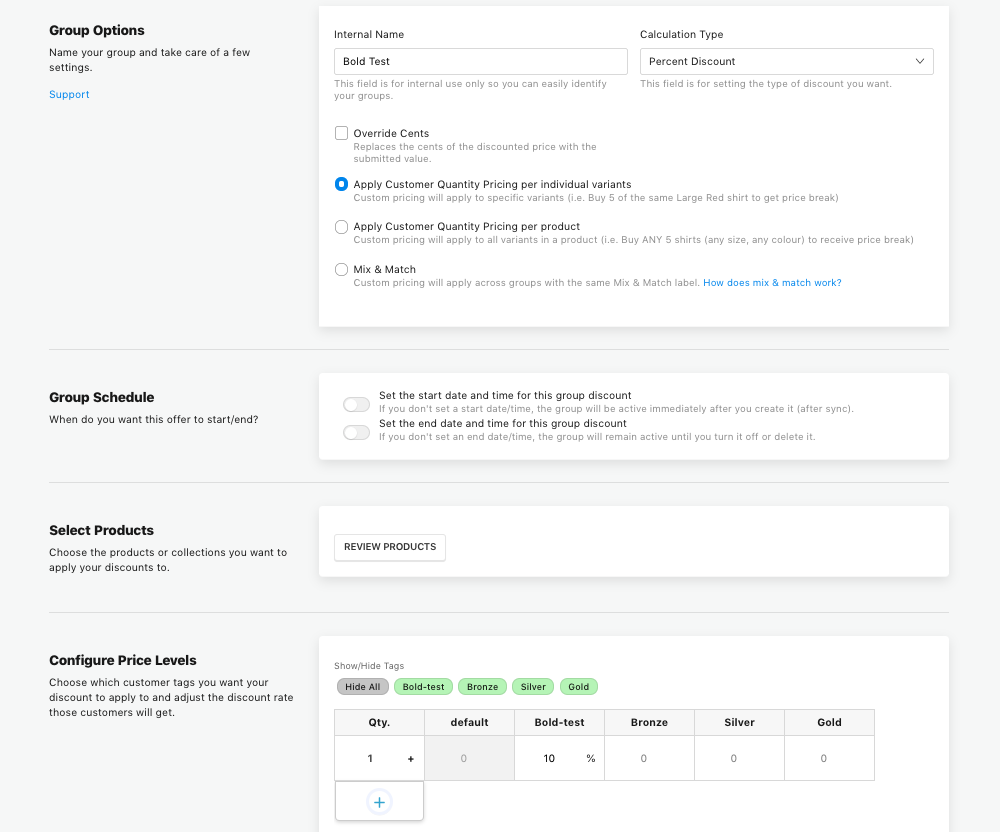 Create, Edit, or Delete Product Pricing Groups – Bold Commerce Help Center