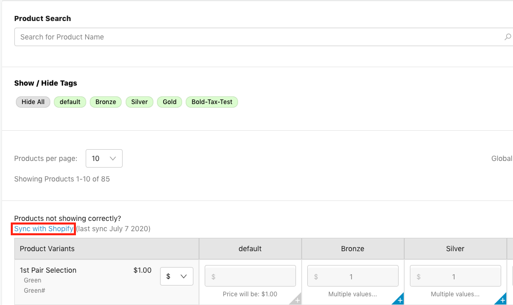 Sync with Shopify