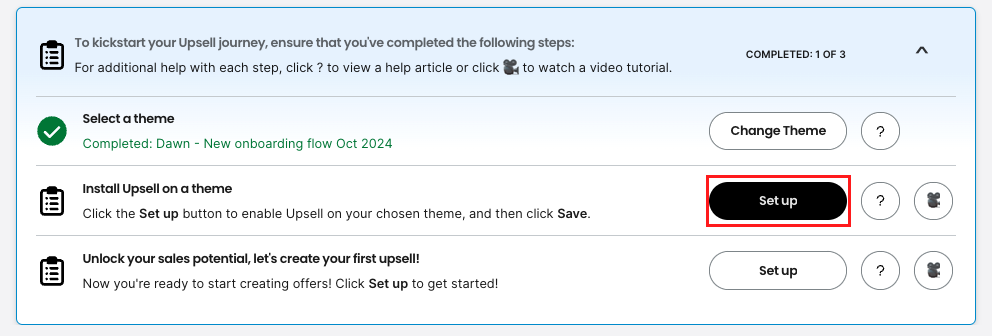 Set up button