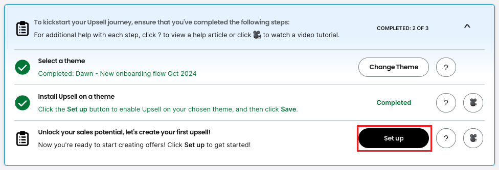 Set up button