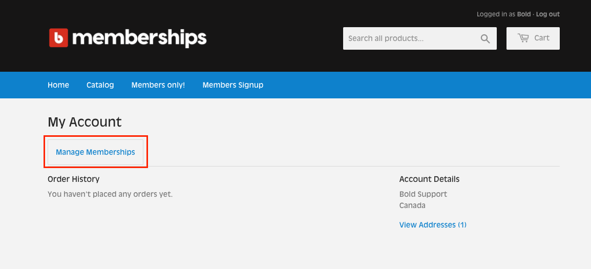 Manage Memberships button