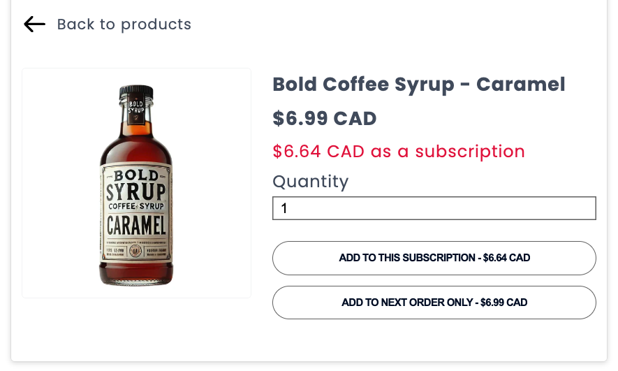 Product add-on in the customer portal