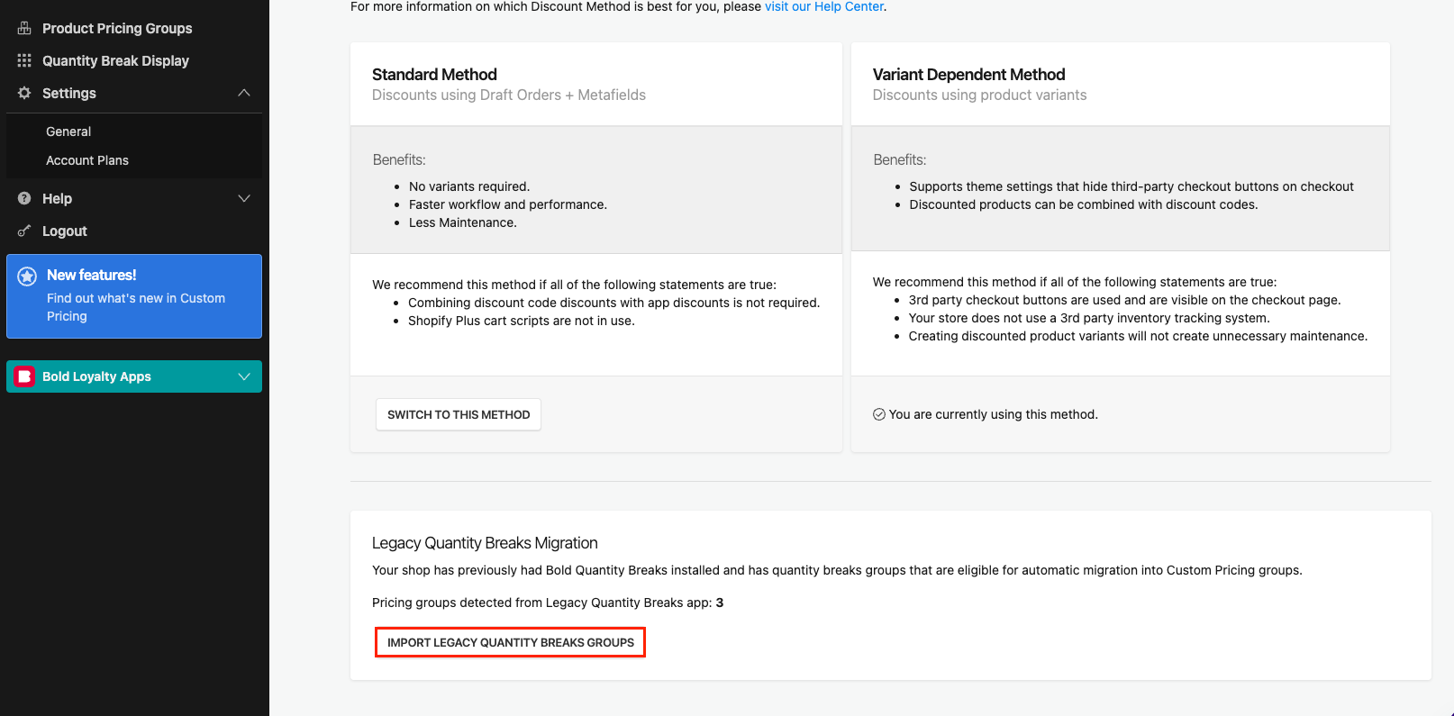 Import legacy Quantity Breaks