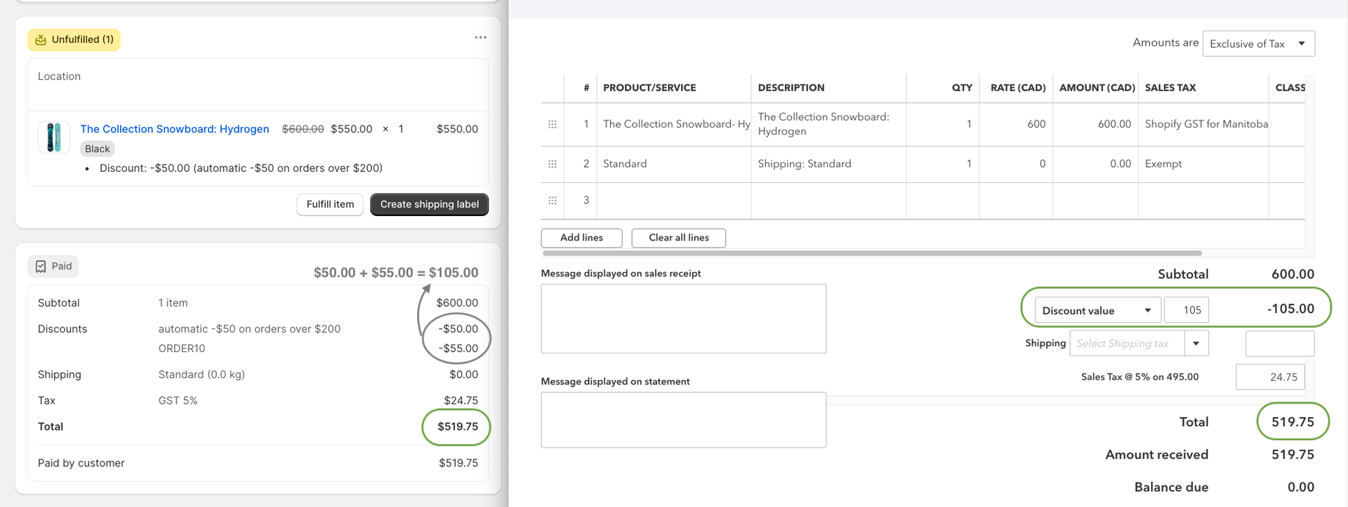 Multiple Discounts Example
