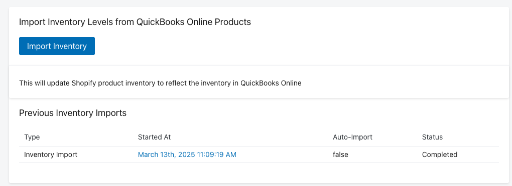Import inventory
