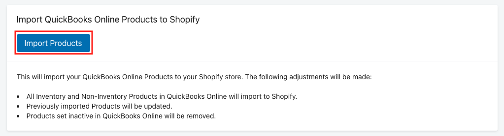 Import Products button