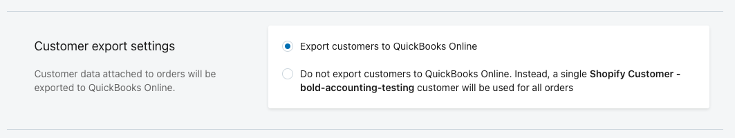 Customer export settings