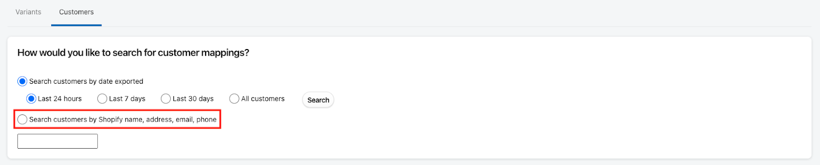 Enable customers by Shopify name, address, email, phone