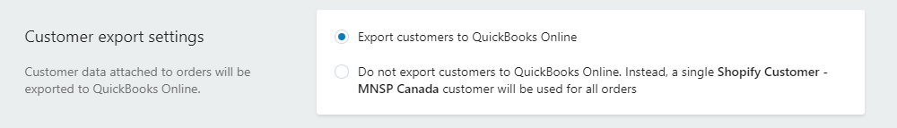 Quickbooks Customer Export Settings