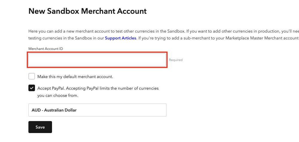 Enter Merchant Account ID