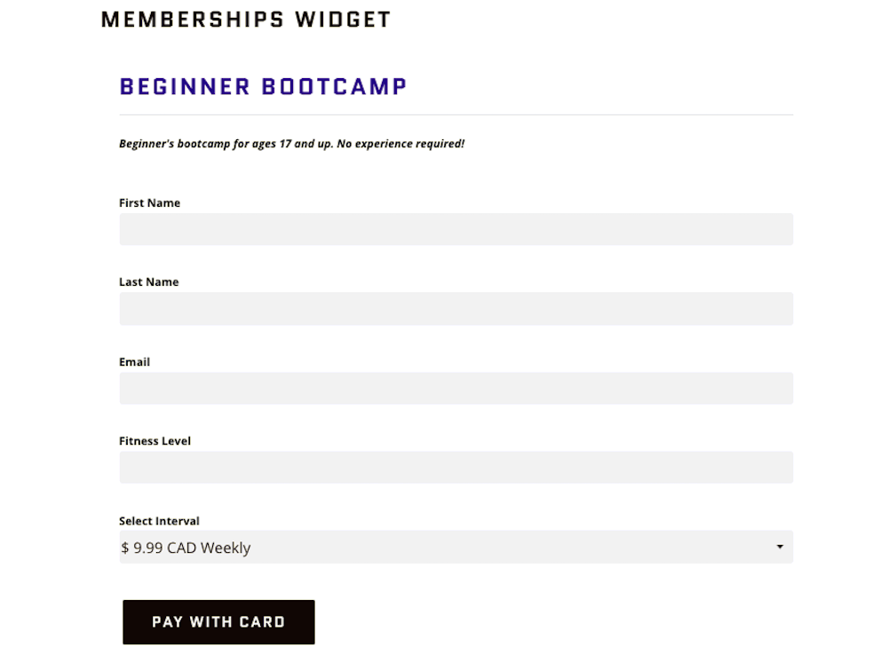 Membership Widget Example